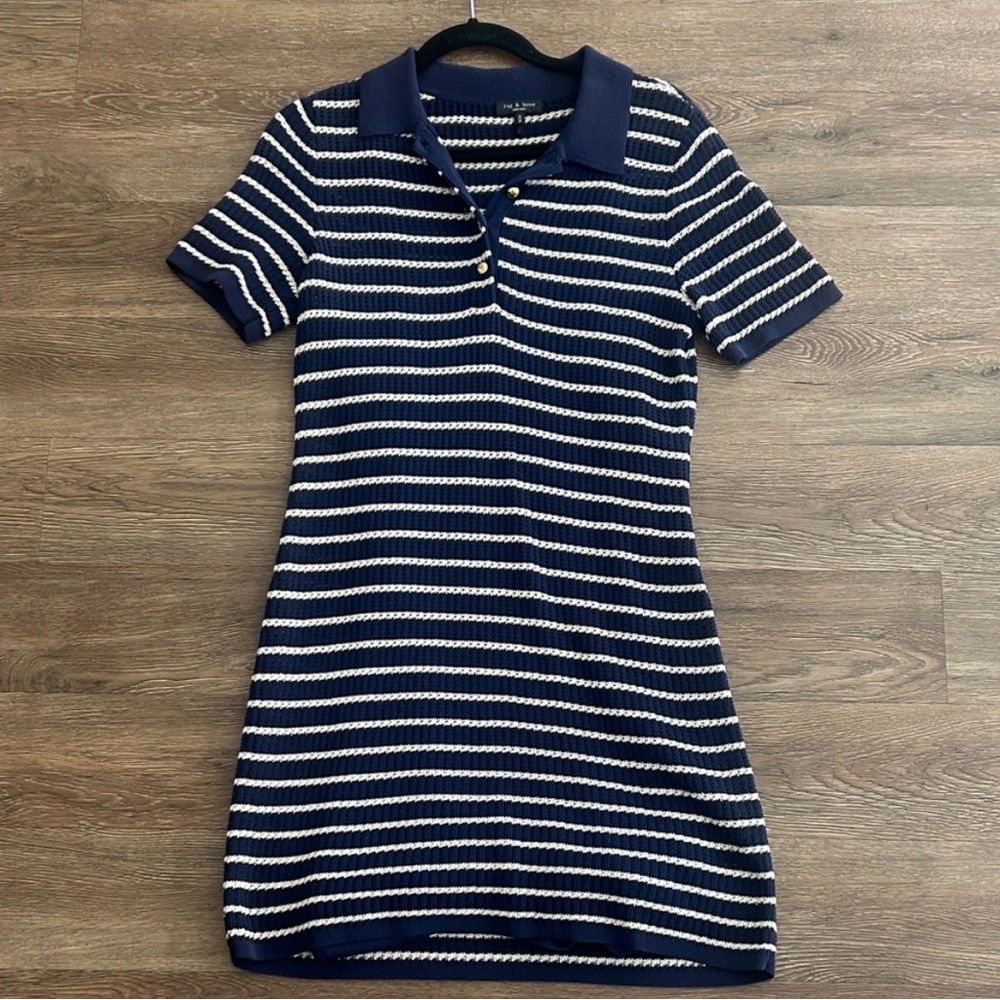 Ralph Lauren Navy and Cream Striped Polo Dress